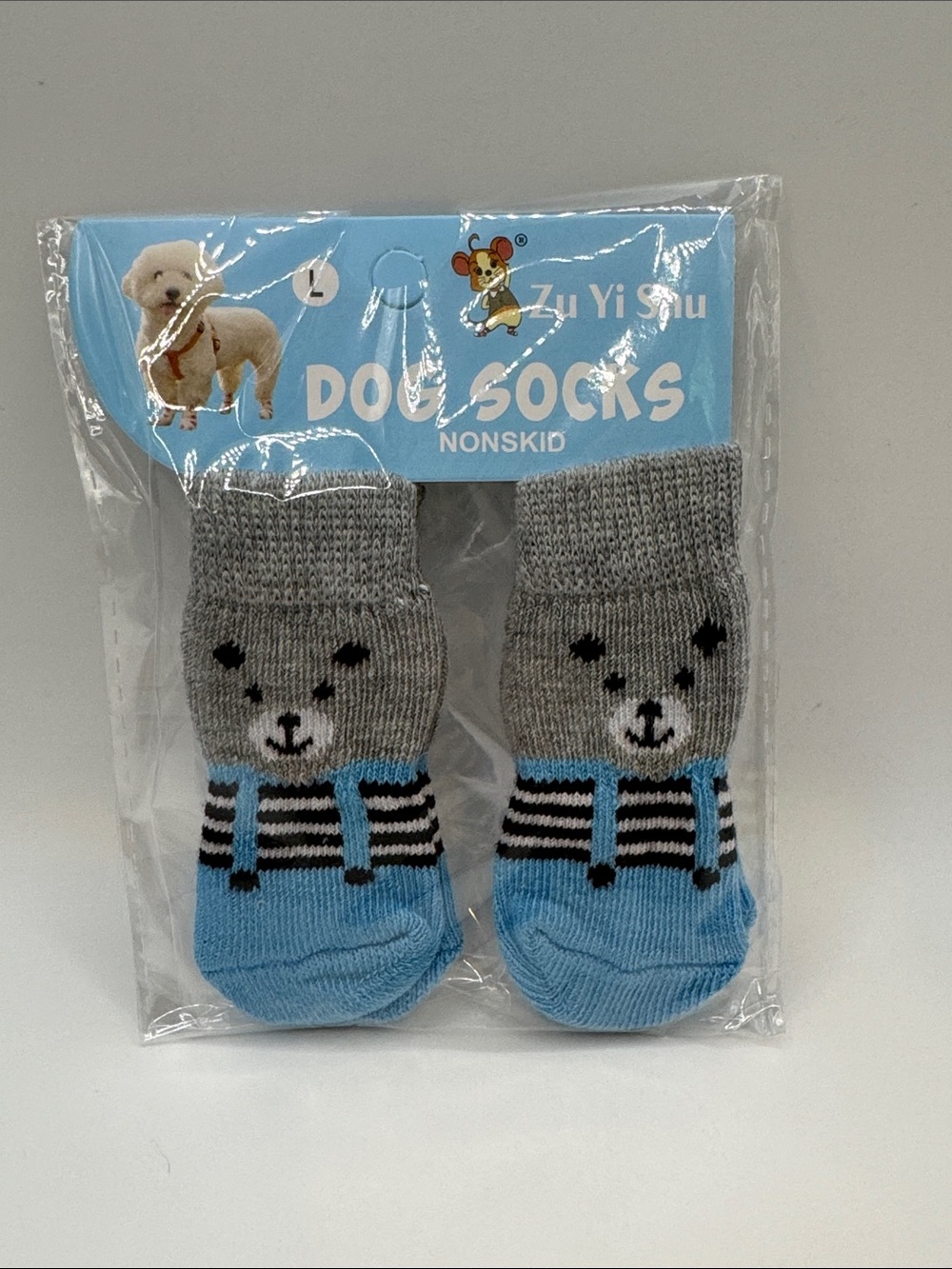 Non-Skid Dog / Cat Socks - Gray & Blue